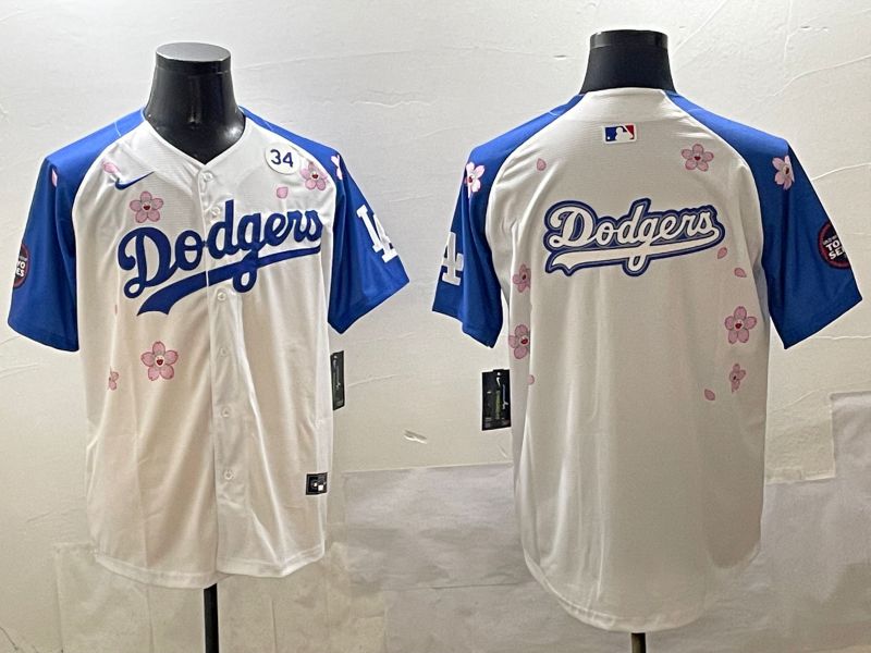 Men Los Angeles Dodgers Blank White Blue Sakura Edition 2025 Nike MLB Jersey style 16->los angeles dodgers->MLB Jersey